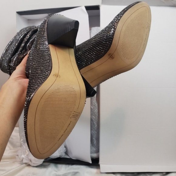 NIB INC Studded Gerii Pewter Metallic Slouchy Knee-High Boots - Picture 14 of 16